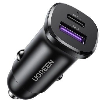 Ładowarka samochodowa Ugreen EC305 USB-C + USB, 30W (czarna)