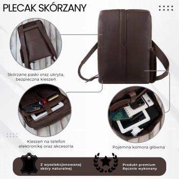 Plecak skórzany Paolo Peruzzi miejski kompaktowy do pracy