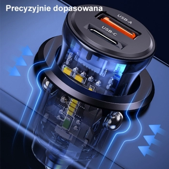 USAMS Ład. sam. 1xUSB+1xUSB-C C32 30WFast Charge czarny/black CC164CC01 (US-CC164)