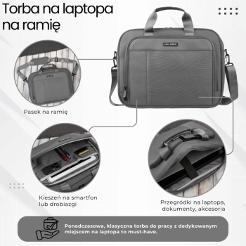 Torba na laptopa materiałowa unisex lekka do ręki na ramię