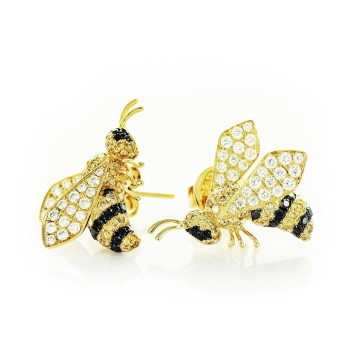 Kolczyki osy z diamentami w 18k złocie elegancka biżuteria