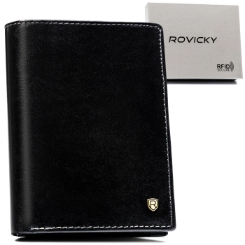 Męski porfel Rovicky skóra naturalna skórzany ochrona przed RFID praktyczny