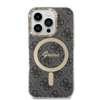 Zestaw Guess GUBPP14LH4EACSK Case+ Charger iPhone 14 Pro 6,1 czarny/black hard case 4G Print MagSafe