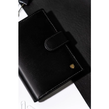 Portfel męski na zatrzask Rovicky ze skóry naturalnej ochrona RFID elegancki
