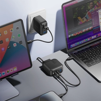 ENERGEA ład. siec. 1xUSB+3xUSB-CPD-PPS-QC 3.0 100W 3C1A czarny/black US+EU Travelite GAN100