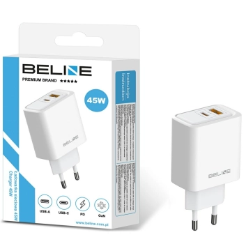 Ładowarka sieciowa Beline 45W GaN        USB-A/USB-C BLN2CW45 biały