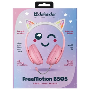 Defender słuchawki Bluetooth FreemotionB505 Led różowy/pink (63505)