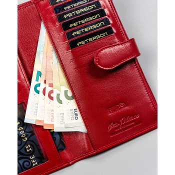 Portfel damski ze skóry naturalnej z RFID elegancki w pudełku PETERSON