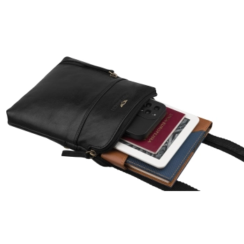 Skórzana torba męska czarna PETERSON® na ramię listonoszka saszetka crossbody