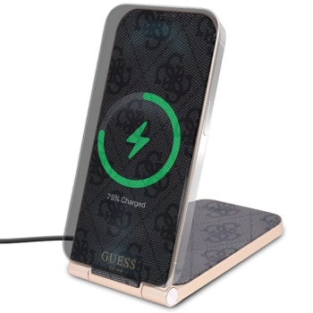 Guess składana ład. indukcyjna2w1 GUDCFAL4PEGK 15W czarny/black 4G Pattern MagSafe