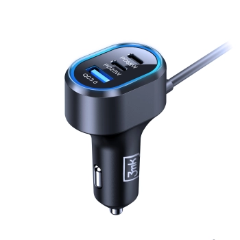 3mk Double Car Charger 135W PD QC PPS USB 2A4C Black/Gray