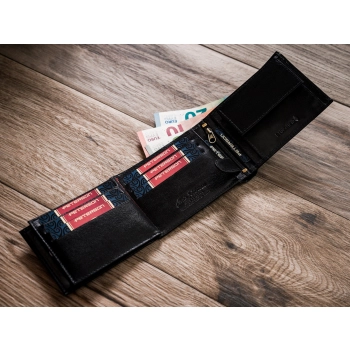 Portfel skórzany PTN 304.01 2-1-1 Black+Red