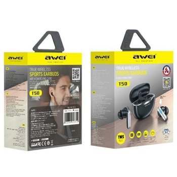 AWEI słuchawki Bluetooth 5.3 T50 TWS+ stacja dokująca czarny/black