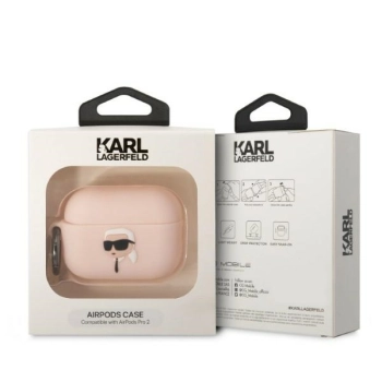 Karl Lagerfeld KLAP2RUNIKP AirPods Pro 2 (2022/2023) cover różowy/pink Silicone Karl Head 3D