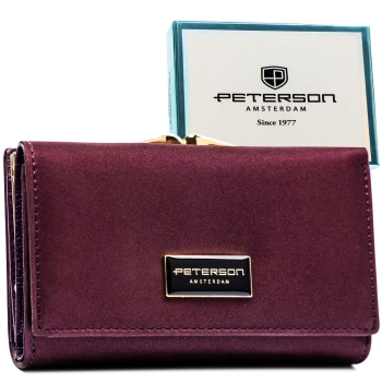 Portfel skórzany damski Peterson ze skóry naturalnej RFID bigiel zatrzask