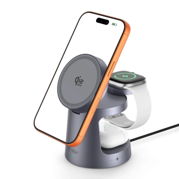 TECH-PROTECT A48 3IN1 MAGNETIC MAGSAFE WIRELESS CHARGER 25W QI2.2 DARK GREY