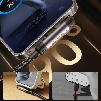 Kabel Joyroom S-A56 EnjoyX Series 90° USB-A - USB-C 3A 1,2m - czarny