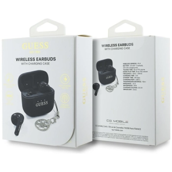 Słuchawki TWS Guess Glossy Effect        Printed Classic Logo & Charm czarny