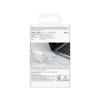 Ładowarka sieciowa Puro PROLITE 45W USB-C - biała