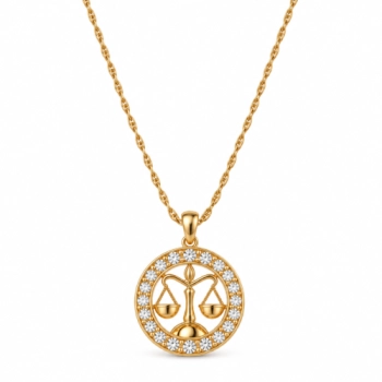 Naszyjnik ze znakiem zodiaku Waga zdobionym kryształkami Preciosa (C26/TAL/31/1AU)