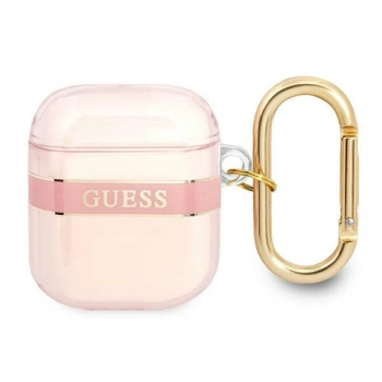 Guess  GUA2HHTSP AirPods 1/2 coverróżowy/pink Strap Collection