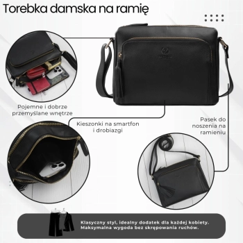 Torebka damska Paolo Peruzzi na ramię skórzana klasyczna