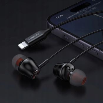 MCDODO SŁUCHAWKI PRZEWODOWE DOKANAŁOWE Z MIKROFONEM DO LIGHTNING IPHONE 14