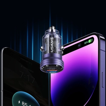 USAMS Ład. sam. C35 USB+USB-C 45WFast Charge fioletowy/purple CC175CC02 (US-CC175)