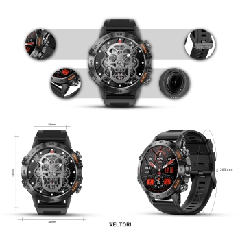 Smartwatch VELTORI VT120-1 Czarny Pasek Silikonowy