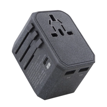 UNIQ Ład. siec. Voyage World Adapter 33W+ 2xUSB + PD 18W + QC 3.0 szary/charcoal grey (LITHOS Collective)