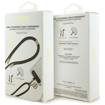 Kabel Guess CBDY 4G Charm USB-C/USB-C    150cm czarny