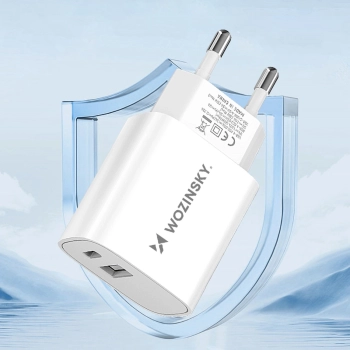 Ładowarka sieciowa Wozinsky WGWCW USB-A USB-C 20W - biała
