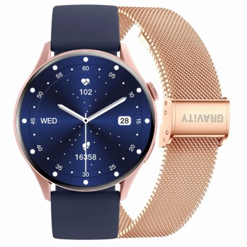 Smartwatch Gravity Różowe Złoto Pasek + Bransoleta GT11-6