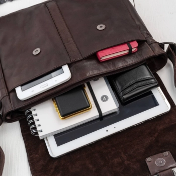 Torba męska na laptopa skórzana brązowa do pracy A4 Paolo Peruzzi SL-14-BR