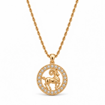 Naszyjnik ze znakiem zodiaku Baran zdobionym kryształkami Preciosa (C26/TAL/31/8AU)
