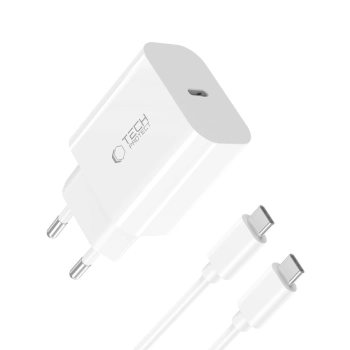 TECH-PROTECT NC20W 1-PORT NETWORK CHARGER PD20W + TYPE-C CABLE WHITE