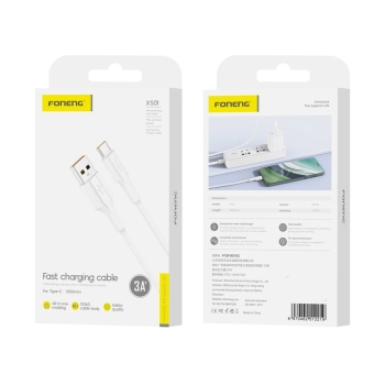 FONENG kabel XS01 USB-C 3A 1M Biały