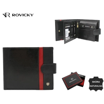 Duży, elegancki portfel męski ze skóry naturalnej - Rovicky