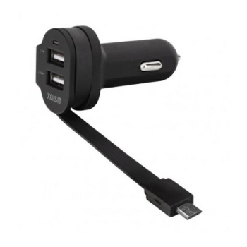 Xqisit ład. sam. 6A Dual USB+microUSBcar charger czarny/black 20425