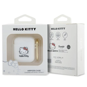 Hello Kitty HKA23DKHSH Airpods 1/2 coverbiały/white Silicone 3D Kitty Head