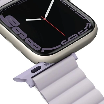 UNIQ pasek Revix Apple Watch Series1/2/3/4/5/6/7/8/9/SE/SE2/Ultra/Ultra 2 42/44/45/49mm. Reversible Magnetic lilak-biały/lilac-white