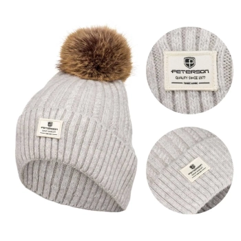 Czapka PTN elegancka stylowa do codziennego noszenia grey