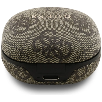 Słuchawki TWS ENC Guess 4G Classic Metal Logo brązowy