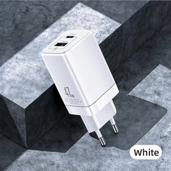 USAMS Ład. siec. T41 USB-C+USB GaN 47WPD+QC (only head) Fast Charging biały/white CC137TC02 (US-CC137)