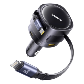 Ładowarka samochodowa Baseus Enjoyment Max 90W 2x USB-C + kabel USB-C i Lightning - czarna