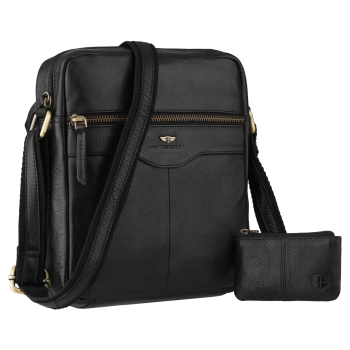 Listonoszka męska saszetka na ramię ze skóry naturalnej Peterson czarna