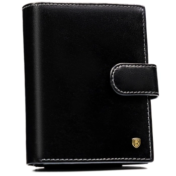 Portfel męski Rovicky ze skóry naturalnej zatrzask elegancki pojemny RFID