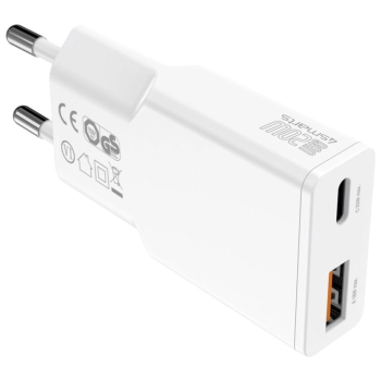 Ładowarka sieciowa 4smarts PDPlug Slim   Duos 20W GaN USB-C+USB-A + kabel USB-C 1.5m biały