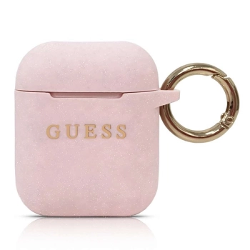 Guess GUACCSILGLLP AirPods 1/2 coverjasnoróżowy/pink Silicone Glitter