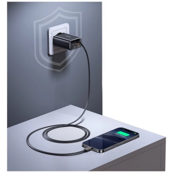 Ładowarka sieciowa USAMS Xiang Series    CC296 30W 1xUSB-C 1xUSB-A + kabel USB-C czarny